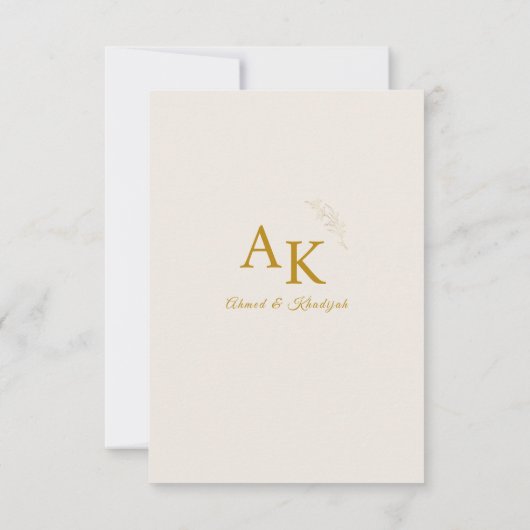 Elegant Gold Floral QR Code Wedding RSVP Card (裏面)