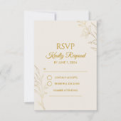 Elegant Gold Floral QR Code Wedding RSVP Card (正面)