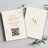 Elegant Gold Floral QR Code Wedding RSVP Card