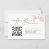 Elegant Gold Floral QR code Wedding RSVP Cards (正面)