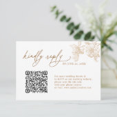 Elegant Gold Floral QR code Wedding RSVP Cards (スタンド正面)