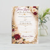 Elegant Gold Floral Romantic Wedding Invitation カード (スタンド正面)