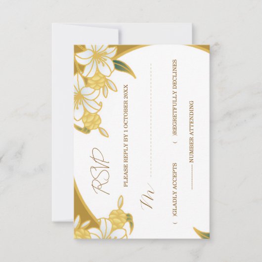 Elegant Gold Floral RSVP Card – Luxury Wedding &  (正面)