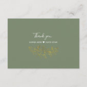 Elegant Gold Floral Sage Green QR Code Wedding  エンクロージャーカード (裏面)
