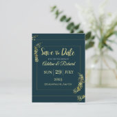 Elegant Gold Floral Save The Date Card シーズンカード (スタンド正面)