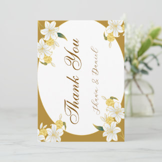 Elegant Gold Floral Thank you Card サンキューカード
