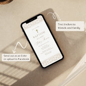 Elegant Gold Floral Traditional Baptism  招待状