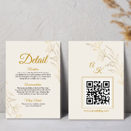 Elegant Gold Floral Wedding Details Enclosure Card エンクロージャーカード