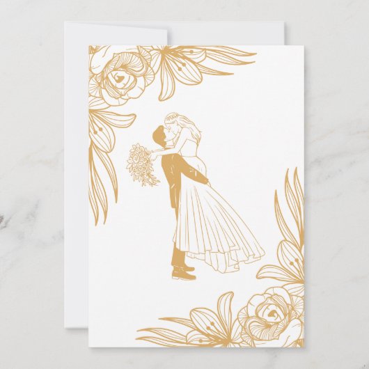 Elegant Gold Floral Wedding Invitation 招待状 (裏面)
