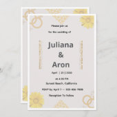 Elegant Gold Floral Wedding Invitation - Chic Gold 招待状 (正面/裏面)