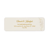 Elegant Gold Floral Wedding Return Address Label ラベル (正面)