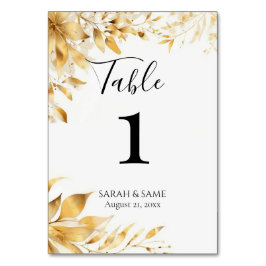 Elegant Gold Floral Wedding Table Card テーブルナンバー