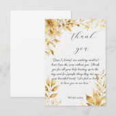 Elegant Gold Floral Wedding Thank You Card サンキューカード (正面/裏面)