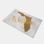 Elegant Gold Florida State Map Welcome ドアマット (アングル)