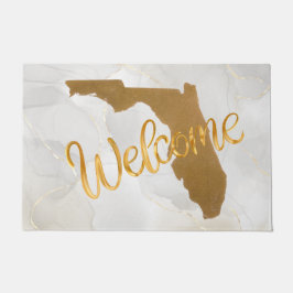 Elegant Gold Florida State Map Welcome ドアマット