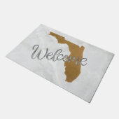 Elegant Gold Florida State Map Welcome ドアマット (アングル)