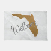 Elegant Gold Florida State Map Welcome ドアマット (正面)