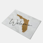 Elegant Gold Florida State Map Welcome ドアマット (アングル)
