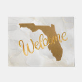 Elegant Gold Florida State Map Welcome ドアマット (正面)