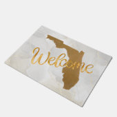 Elegant Gold Florida State Map Welcome ドアマット (アングル)