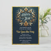 Elegant Gold Flourish New Years Eve Party  招待状 (スタンド正面)