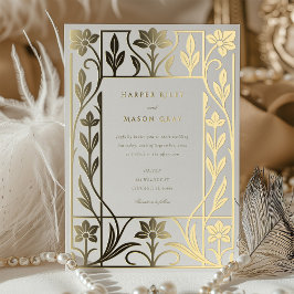Elegant Gold Foil Art Deco Wedding 箔招待状