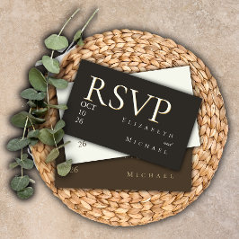 Elegant Gold Foil Charcoal Minimalist Wedding RSVP エンクロージャーカード