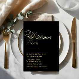 Elegant Gold Foil Christmas Dinne 箔招待状