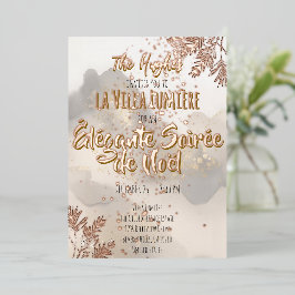 Elegant Gold Foil Christmas Party Invite 箔招待状