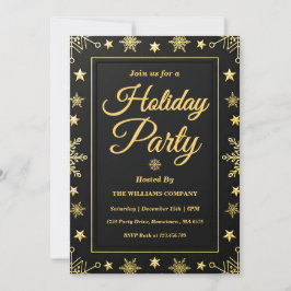 Elegant Gold Foil Corporate Holiday Party 招待状