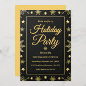 Elegant Gold Foil Corporate Holiday Party 招待状 (正面/裏面)