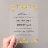 Elegant Gold Foil Damask Islamic Wedding アクリル招待状 (インサイチュ (ポータブル))