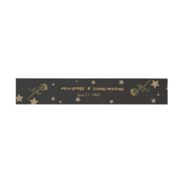 Elegant Gold Foil Floral Monogram Wedding Invitati 招待状ベリーバンド