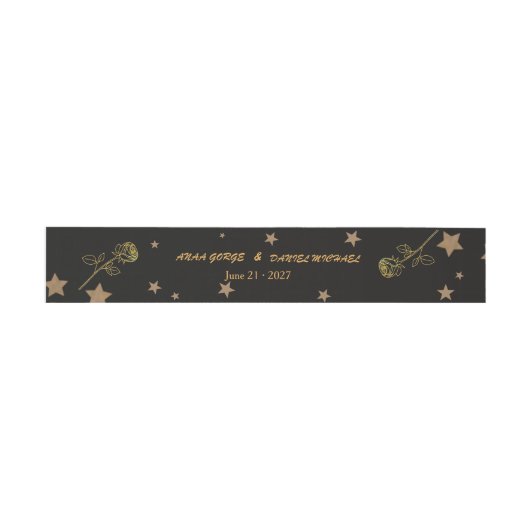 Elegant Gold Foil Floral Monogram Wedding Invitati 招待状ベリーバンド (フラット)