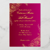 Elegant Gold Foil Floral Wedding Invitation 箔招待状 (正面)