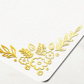 Elegant Gold Foil Floral Wedding Thank You Card 箔招待状