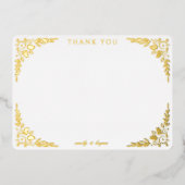 Elegant Gold Foil Floral Wedding Thank You Card 箔招待状 (正面)