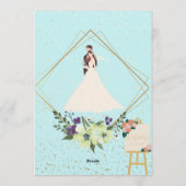 Elegant Gold Foil Geometric Dusty Blue Wedding  招待状 (裏面)