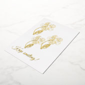 Elegant Gold Foil 'Keep Smiling' Floral Invitation 箔招待状 (回転した状態)