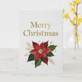 Elegant Gold Foil Merry Christmas Card カード (黄色い花)