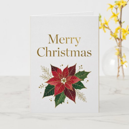 Elegant Gold Foil Merry Christmas Card カード (黄色い花)