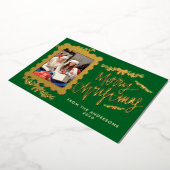 Elegant Gold Foil Postage Stamp Merry Christmas 箔シーズンカード (回転した状態)