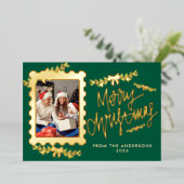 Elegant Gold Foil Postage Stamp Merry Christmas 箔シーズンカード (立ち正面)