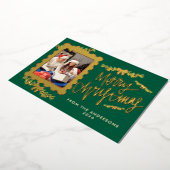 Elegant Gold Foil Postage Stamp Merry Christmas 箔シーズンカード (回転した状態)