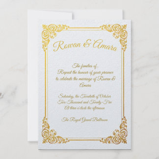 Elegant Gold Foil Royal Wedding Invitation  招待状