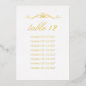 Elegant Gold Foil Table Number With 8 Guest Names 箔招待状 (正面)