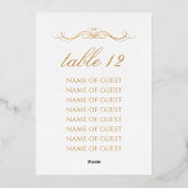 Elegant Gold Foil Table Number With 8 Guest Names 箔招待状 (裏面)