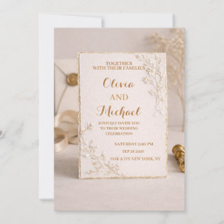 Elegant Gold Foil Wedding Invitation 招待状