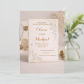 Elegant Gold Foil Wedding Invitation 招待状 (スタンド正面)