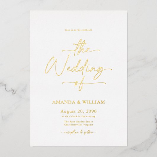 Elegant Gold Foil Wedding Invitation  箔招待状 (正面)